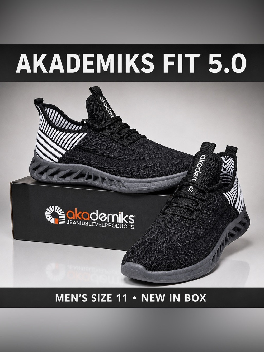 Akademiks Men's Fit 5.0 Knit
Jogger Sneakers Black White Size 11 M
New In Box